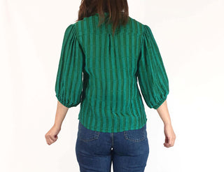 Leonard St green striped 3/4 sleeve top size 8 Leonard St preloved second hand clothes 6