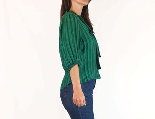 Leonard St green striped 3/4 sleeve top size 8 Leonard St preloved second hand clothes 5