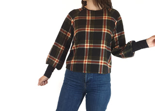 Leonard St plaid long sleeve top size 8 (note: pilling under arms) Leonard St preloved second hand clothes 1