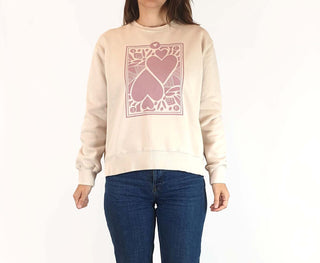 Elm beige jumper with cute heart print size 6 (large fit) Elm preloved second hand clothes 1