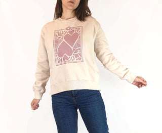 Elm beige jumper with cute heart print size 6 (large fit) Elm preloved second hand clothes 2