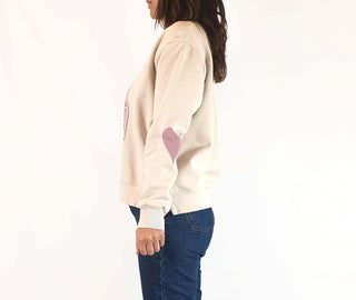 Elm beige jumper with cute heart print size 6 (large fit) Elm preloved second hand clothes 6