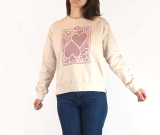 Elm beige jumper with cute heart print size 6 (large fit) Elm preloved second hand clothes 4