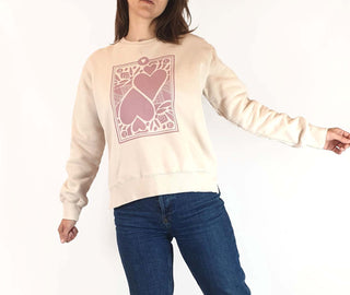 Elm beige jumper with cute heart print size 6 (large fit) Elm preloved second hand clothes 5