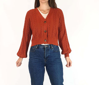 Seed orange knit cropped cardigan size XS Seed preloved second hand clothes 2