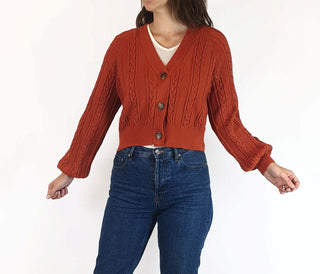 Seed orange knit cropped cardigan size XS Seed preloved second hand clothes 1