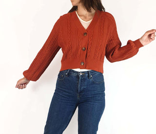 Seed orange knit cropped cardigan size XS Seed preloved second hand clothes 3