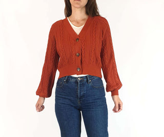 Seed orange knit cropped cardigan size XS Seed preloved second hand clothes 4