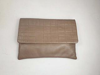 Elk brown leather textured cross body bag/clutch