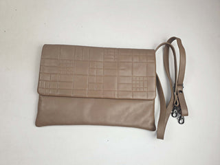 Elk brown leather textured cross body bag/clutch