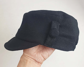 August wool mix black peaked cap August preloved second hand clothes 1