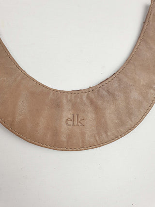 Elk brown leather fan - like necklace Elk preloved second hand clothes 4