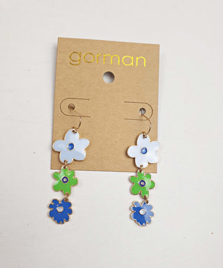 Gorman green and blue flower drop earrings Gorman preloved second hand clothes 1