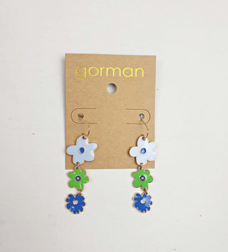 Gorman green and blue flower drop earrings Gorman preloved second hand clothes 2