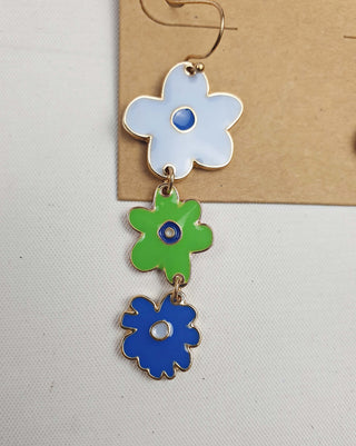 Gorman green and blue flower drop earrings Gorman preloved second hand clothes 3