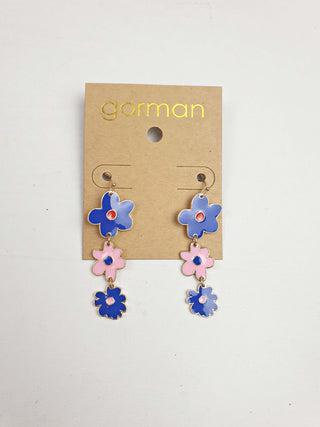 Gorman blue and pink flower drop earrings Gorman preloved second hand clothes 1