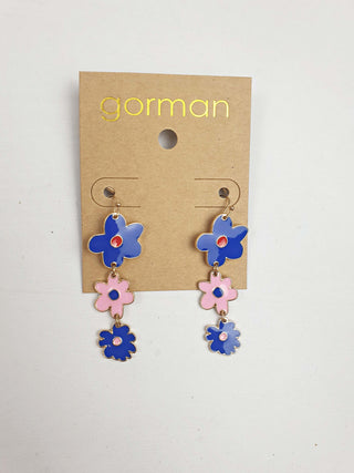 Gorman blue and pink flower drop earrings Gorman preloved second hand clothes 3