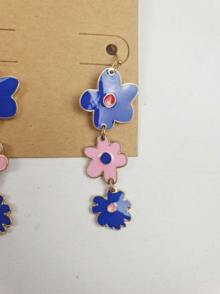 Gorman blue and pink flower drop earrings Gorman preloved second hand clothes 4