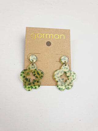 Gorman green flower shaped drop earring Gorman preloved second hand clothes 3