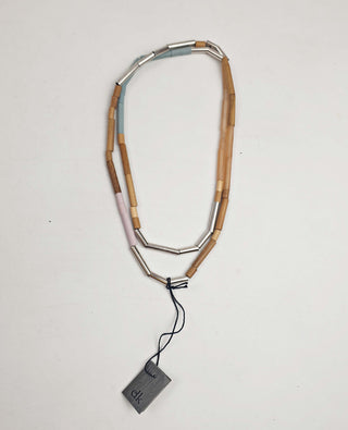 Elk wood, silver and colourful long thin beaded necklace Elk preloved second hand clothes 5