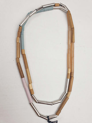 Elk wood, silver and colourful long thin beaded necklace Elk preloved second hand clothes 6