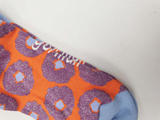 Gorman orange and blue flower print socks one size Gorman preloved second hand clothes 2