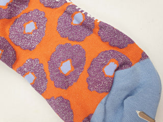 Gorman orange and blue flower print socks one size Gorman preloved second hand clothes 4