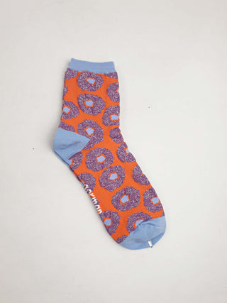 Gorman orange and blue flower print socks one size Gorman preloved second hand clothes 1