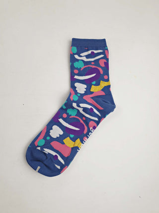 Gorman blue - based print socks one size Gorman preloved second hand clothes 1