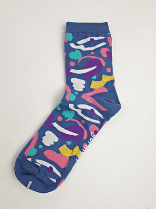 Gorman blue - based print socks one size Gorman preloved second hand clothes 3