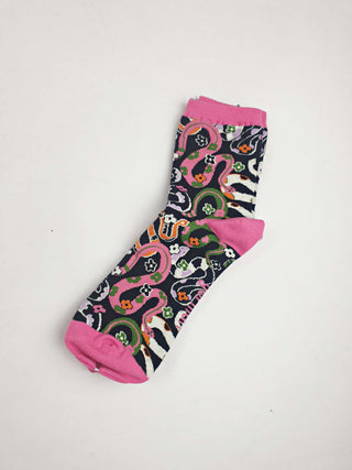 Gorman black snake print socks one size Gorman preloved second hand clothes 3