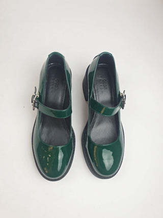 Asos patent green chunky heel Mary jane style shoes size 40 Asos preloved second hand clothes 1