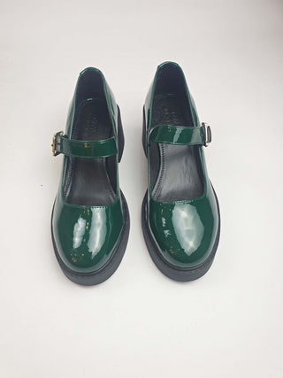 Asos patent green chunky heel Mary jane style shoes size 40 Asos preloved second hand clothes 3