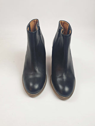 Elk black leather wedge heel ankle boots size 36 Elk preloved second hand clothes 3