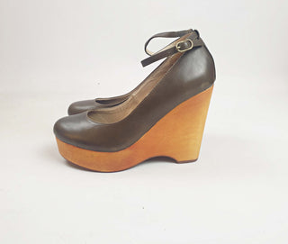 Gorman brown leather shoes with wooden wedge heels size 37 Gorman preloved second hand clothes 5