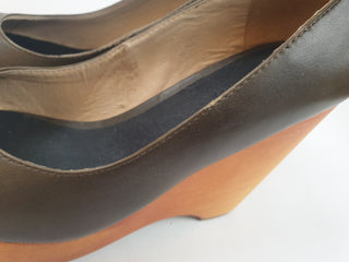 Gorman brown leather shoes with wooden wedge heels size 37 Gorman preloved second hand clothes 7