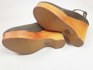 Gorman brown leather shoes with wooden wedge heels size 37 Gorman preloved second hand clothes 9