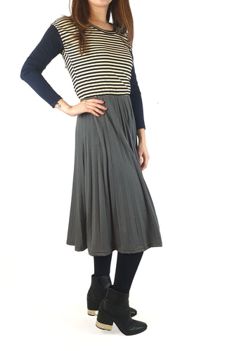 ORN striped and grey pleated dress fits size 10 ORN preloved second hand clothes 5