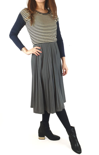 ORN striped and grey pleated dress fits size 10 ORN preloved second hand clothes 1