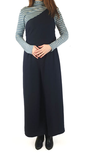 Alpha 60 navy wool mix one shoulder jumpsuit size S