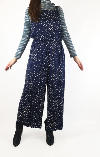 Oliver Bonas blue spotty jumpsuit size UK12 / AU 10 Oliver Bonas preloved second hand clothes 1