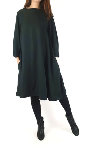 Alpha 60 green long sleeve dress with subtle blue print size S Alpha 60 preloved second hand clothes 2