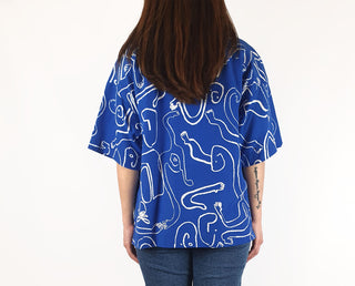 Wolf & Mishka blue print oversize top size S Wolf & Mishka preloved second hand clothes 6