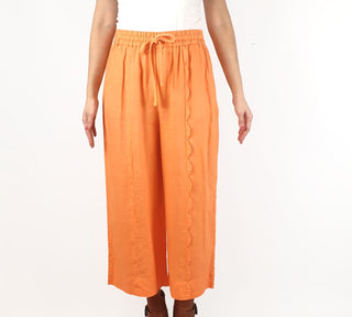 Jericho Road peachy orange wide leg pants with fun scalloping detail size 10 Jericho Road preloved second hand clothes 2