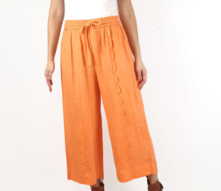 Jericho Road peachy orange wide leg pants with fun scalloping detail size 10 Jericho Road preloved second hand clothes 3