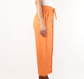 Jericho Road peachy orange wide leg pants with fun scalloping detail size 10 Jericho Road preloved second hand clothes 5