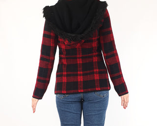 NafNaf red and black plaid coat NafNaf preloved second hand clothes 7