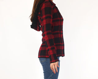 NafNaf red and black plaid coat NafNaf preloved second hand clothes 5