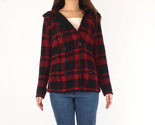 NafNaf red and black plaid coat NafNaf preloved second hand clothes 2