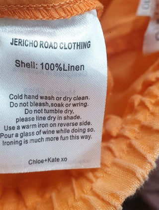 Jericho Road peachy orange wide leg pants with fun scalloping detail size 10 Jericho Road preloved second hand clothes 8